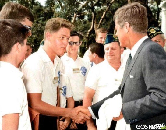 A young Bill Clinton meets John F. Kennedy