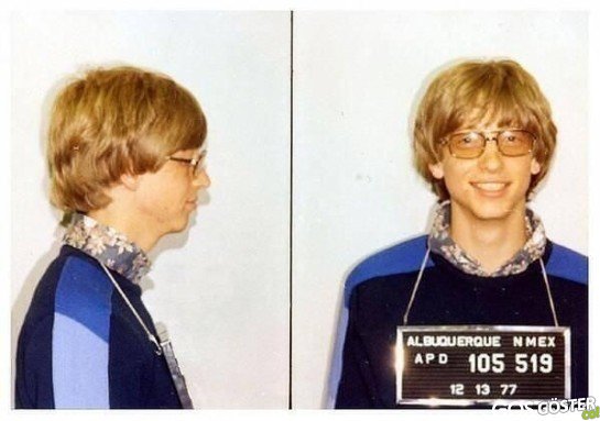 Bill Gates' mug shot for driving without a license 1977