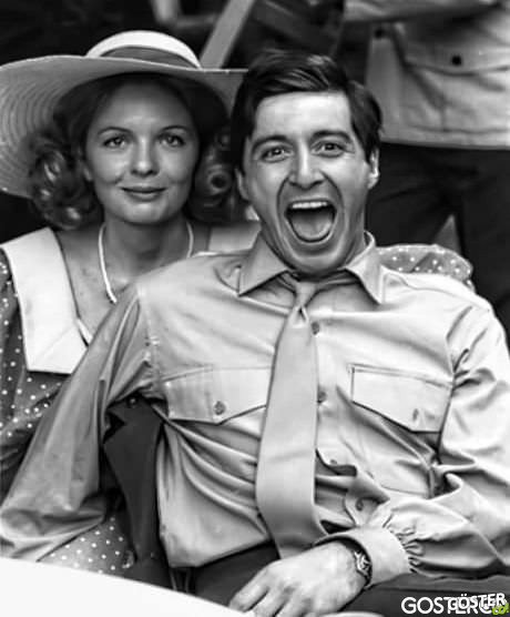 Diane Keaton and Al Pacino on set for The Godfather 1972