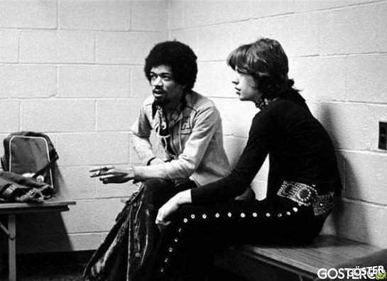 Jimi Hendrix and Mick Jagger - 1969