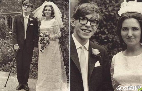 Steven Hawking with his bride, Jane Wilde