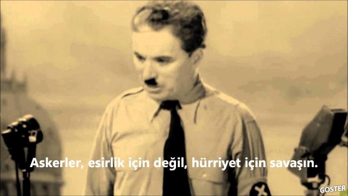 Charlie Chaplin’in Büyük Diktatör Filminde Yaptığı Etkileyici Konuşma