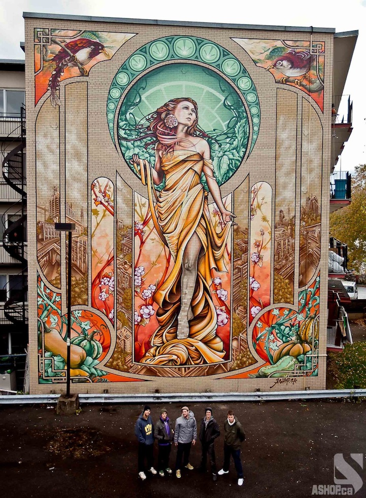 Montreal’de Bir Apartmanın Düz Duvarını Sanatla Kaplayan Artistler