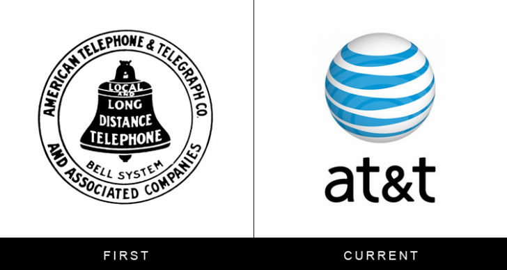 Original famous brand logos and now - AT&T Original famous brand logos and now - AT&T