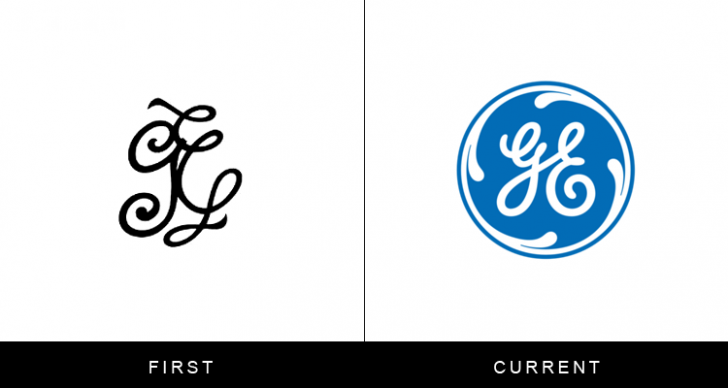 Original famous brand logos and now - GE Original famous brand logos and now - GE