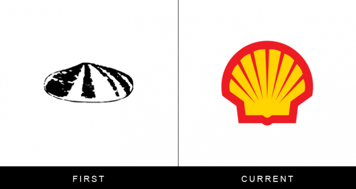 Original famous brand logos and now - Shell Original famous brand logos and now - Shell