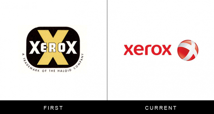 Original famous brand logos and now - Xerox Original famous brand logos and now - Xerox