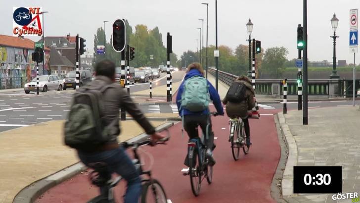 Amsterdam’daki, Bisiklet ve Otobüslere Öncelik Tanıyan Akıllı Trafik Işıkları