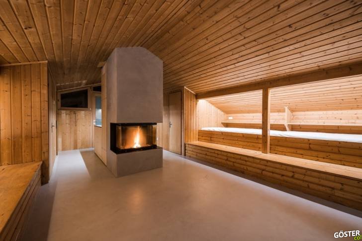 UFO\'s interior is mostly finished in fir wood
