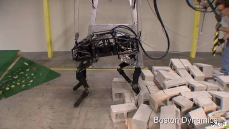 Boston Dynamics’in bundan tam 10 yıl önce geliştirdiği ve arazi koşullarında çırpınan robotu BigDog