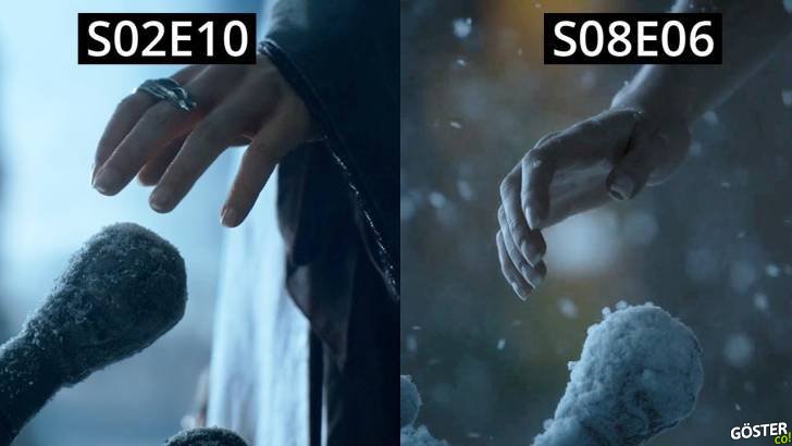 Game of Thrones’un 2. sezonundaki Daenerys Targaryen’ın gördüğü rüyadakiyle final bölümündeki taht sahnesi karşılaştırması