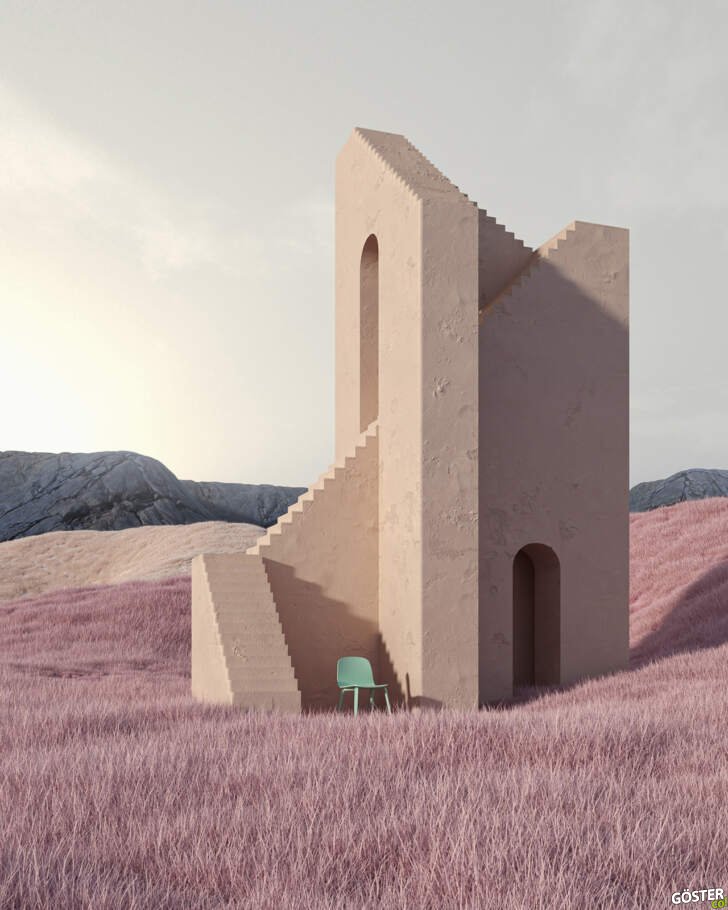 Merdivenler: Escher’den ilham alan mimari 3 boyutlu renderlar