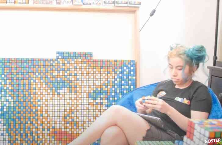 441 rubik küpten bir araya gelen tablo: Sanatçı, önce hepsini tek tek şekillendiriyor