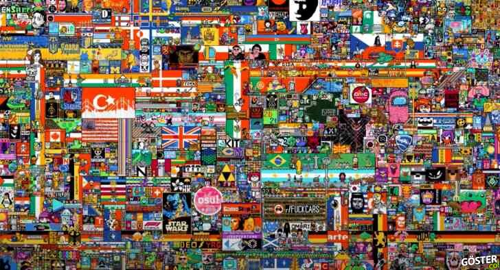 r/Place’teki çizimin 72 saatlik timelapse’i