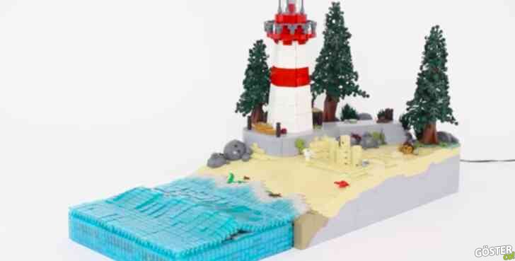 Çalışan bir LEGO dalga makinesi: Deniz feneri neyse de ‘deniz yosunu’ hoş bir dokunuş olmuş