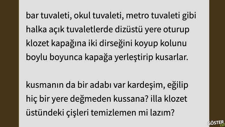 Ekşi Sözlük yazarından, filmlerde “klozetin kenarına tutarak kusan tiplerle” ilgili muhteşem bir tespit ve başka bir yazarın harika analizi