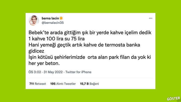 Oyuncu Berna Laçin, Bebek’teki “kahve” ve “su” fiyatlarına isyan etti: “Park filan da yok ki”